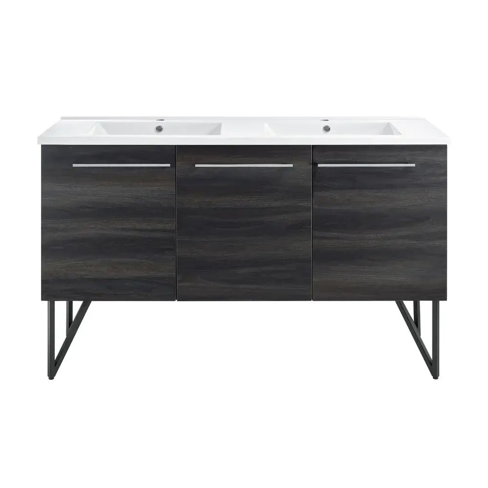 Annecy 60 Double, Brushed Grey, Two Doors, One Drawer, Bathroom Vanity