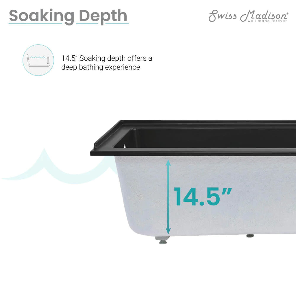Voltaire 60" X 30" Right-Hand Drain Alcove Bathtub in Matte Black