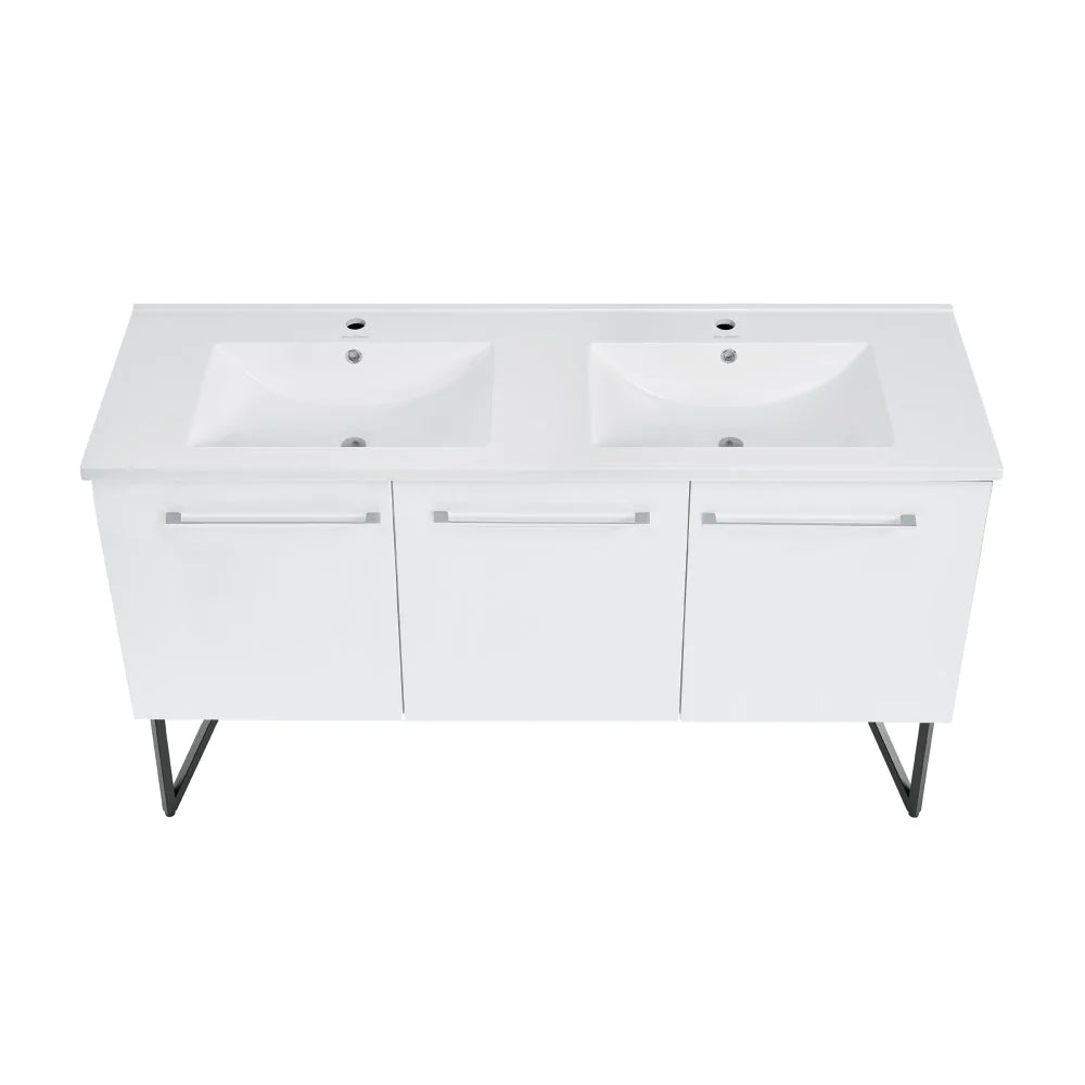 Annecy 60 Double, Brushed Grey, Two Doors, One Drawer, Bathroom Vanity