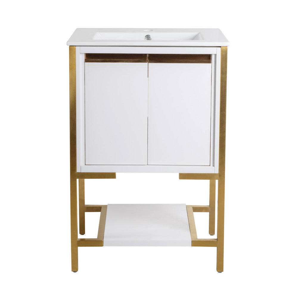 Marseille 24 Single, Two Doors, Open Shelf Bathroom Vanity
