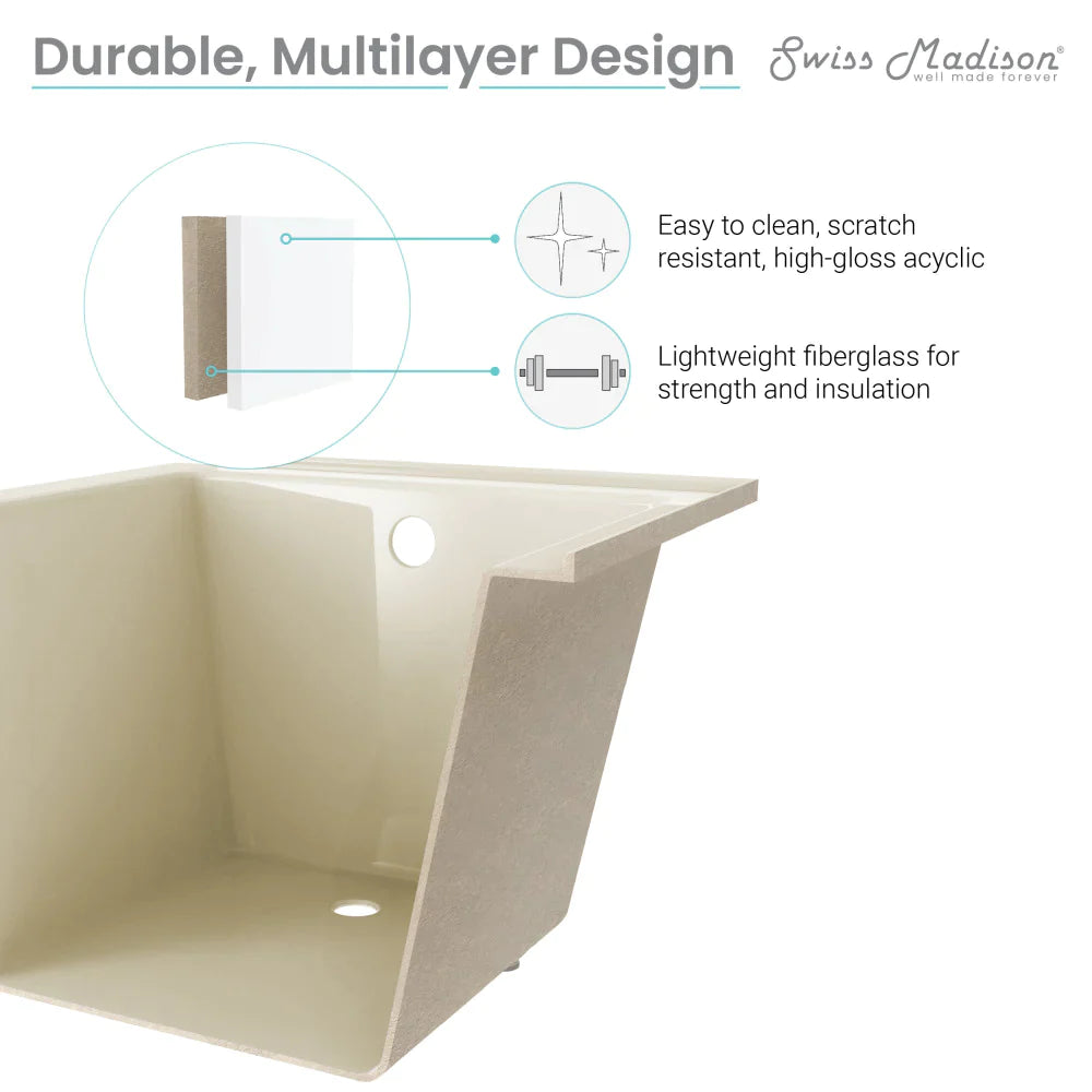 Voltaire 60" X 30" Right-Hand Drain Alcove Bathtub in Bisque