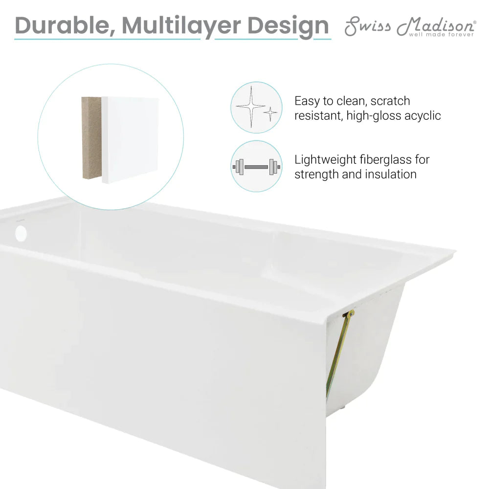 Voltaire 72" x 36" Right-Hand Drain Alcove Bathtub with Apron