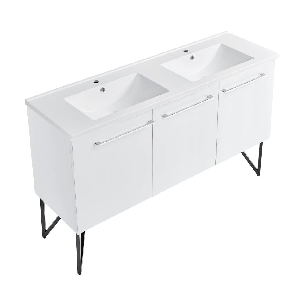 Annecy 60 Double, Brushed Grey, Two Doors, One Drawer, Bathroom Vanity