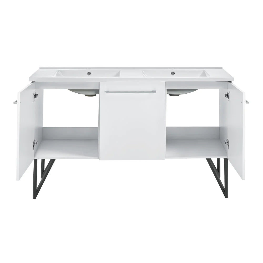 Annecy 60 Double, Brushed Grey, Two Doors, One Drawer, Bathroom Vanity