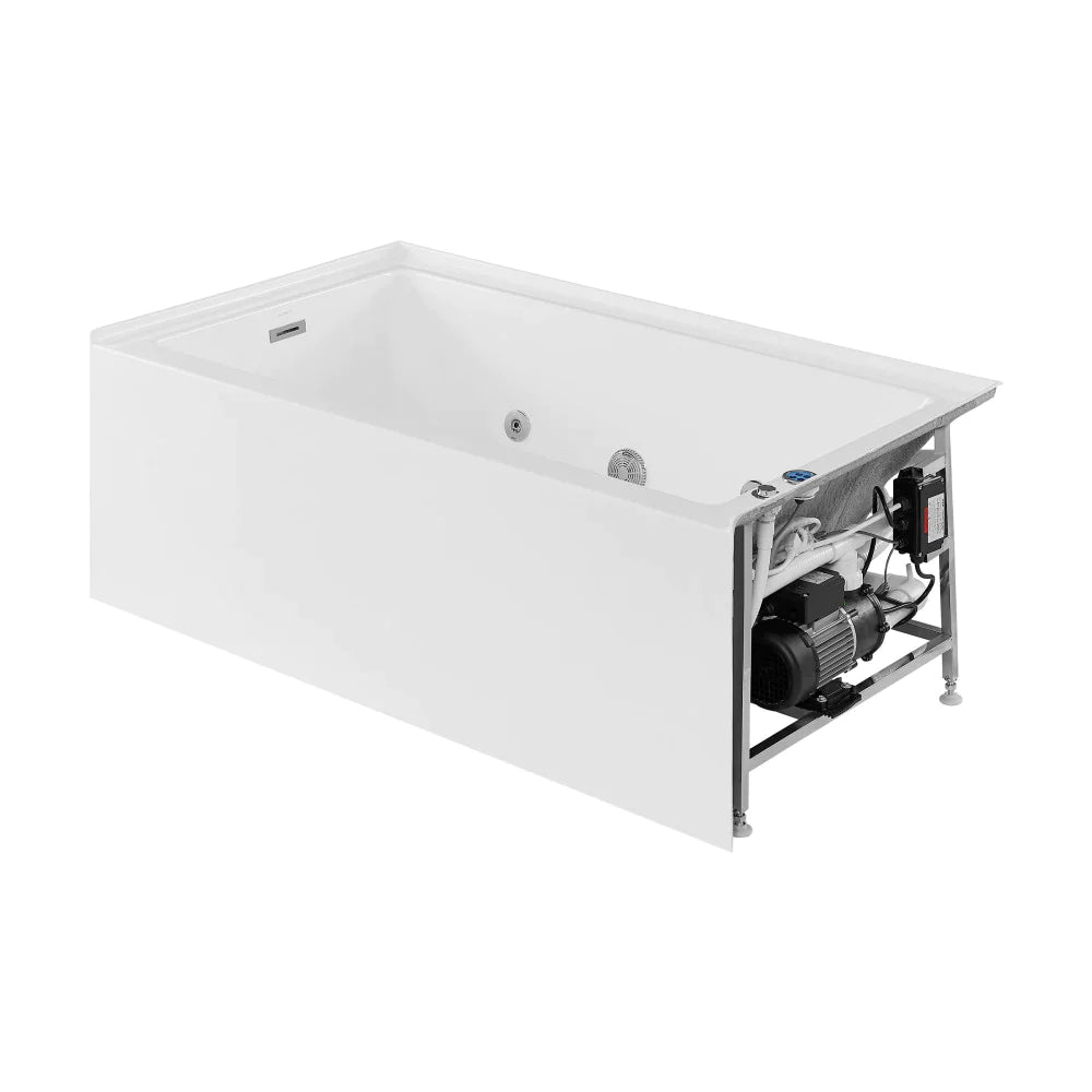 Avancer 60" x 36" Right-Hand Drain Rectangular Alcove Whirlpool Bathtub with Apron