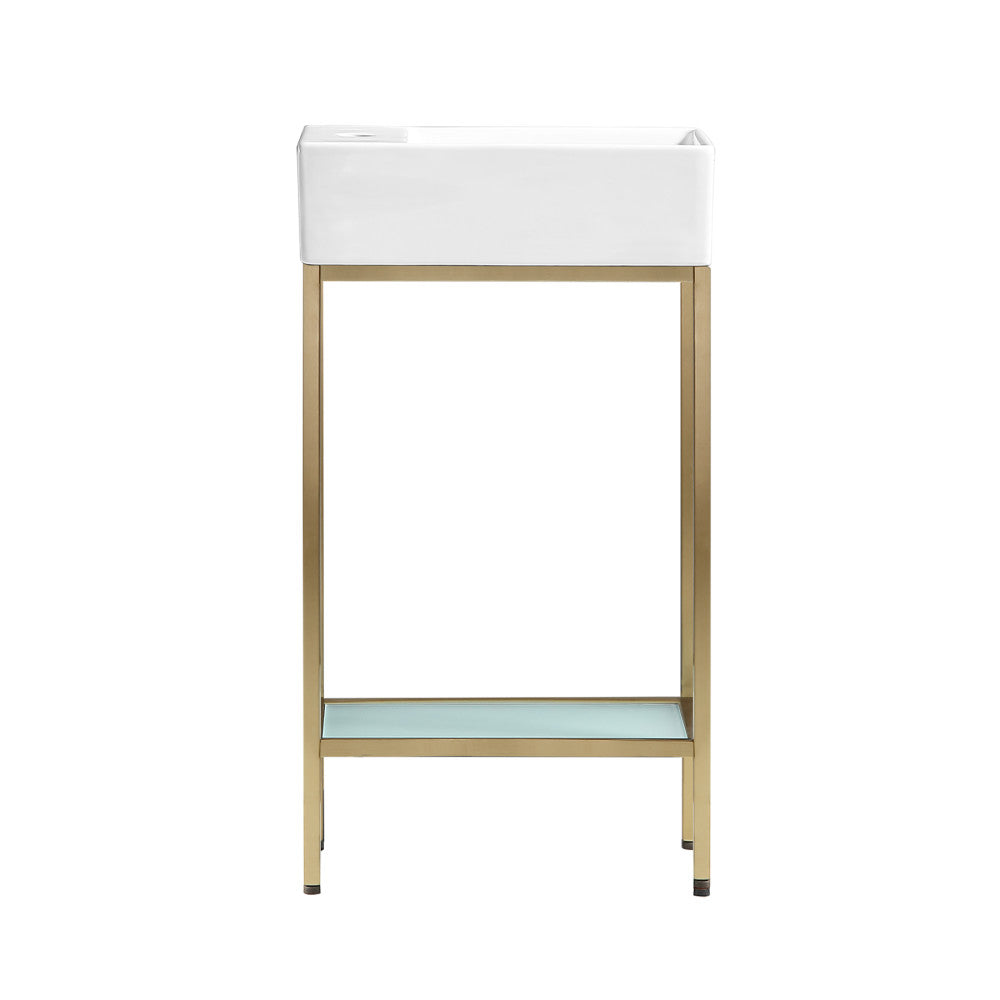 Pierre 19.5 Single, Freestanding, Open Shelf, Matte Black Frame Bathroom Vanity