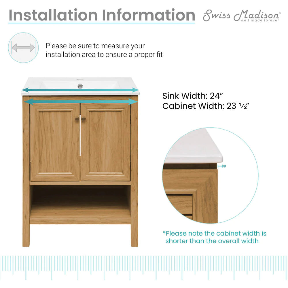 Château 24" Bathroom Vanity in Natural Oak
