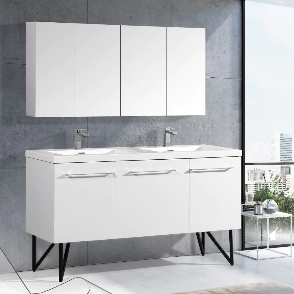 Annecy 60 Double, Brushed Grey, Two Doors, One Drawer, Bathroom Vanity