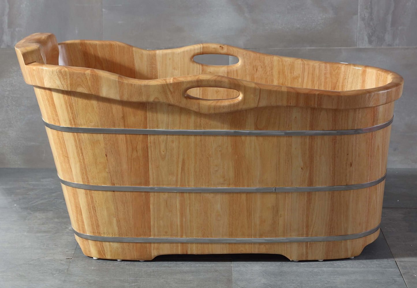 ALFI brand AB1187 57" Free Standing Wooden Soaking Bathtub with Headrest