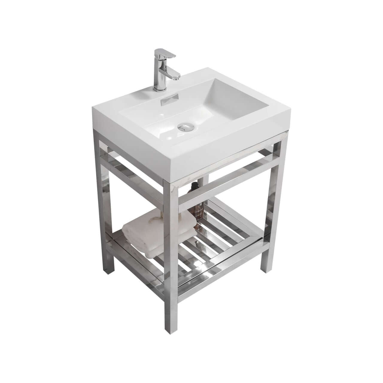 Cisco 24" Stainless Steel Console with Acrylic Sink - Chrome