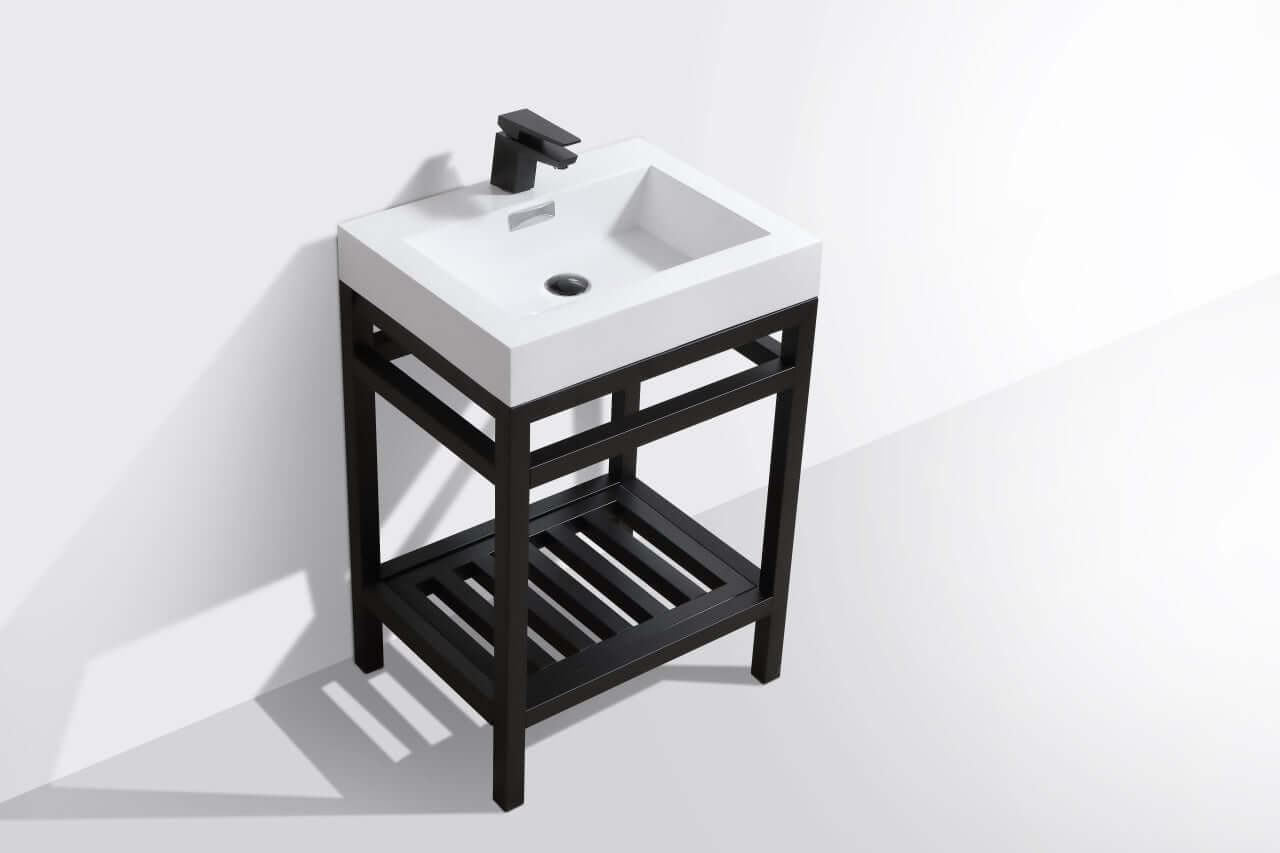 Cisco 24" Stainless Steel Console with Acrylic Sink - Matt Black