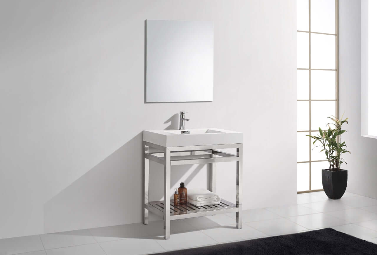 Cisco 30" Stainless Steel Console with Acrylic Sink - Chrome