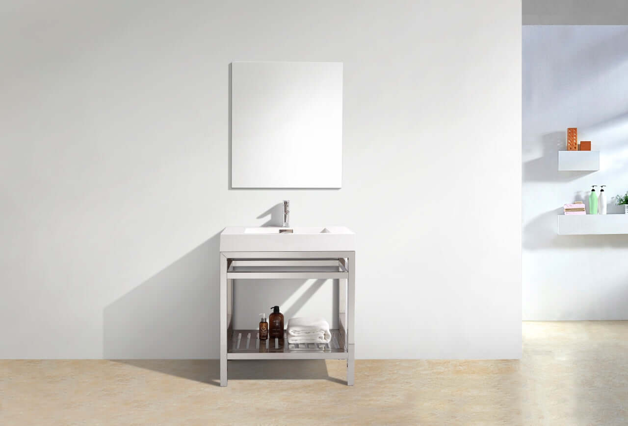 Cisco 30" Stainless Steel Console with Acrylic Sink - Chrome