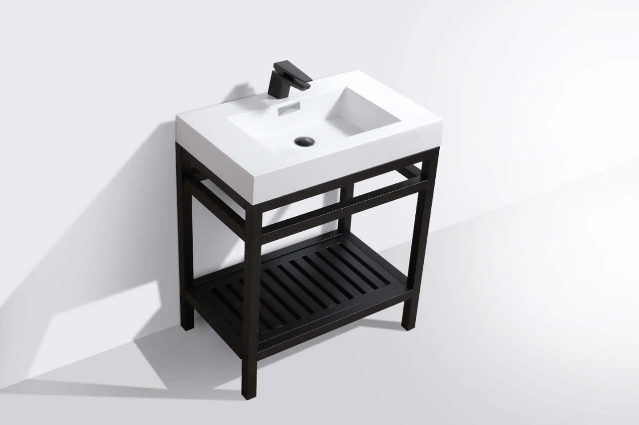 Cisco 30" Stainless Steel Console with Acrylic Sink - Matt Black