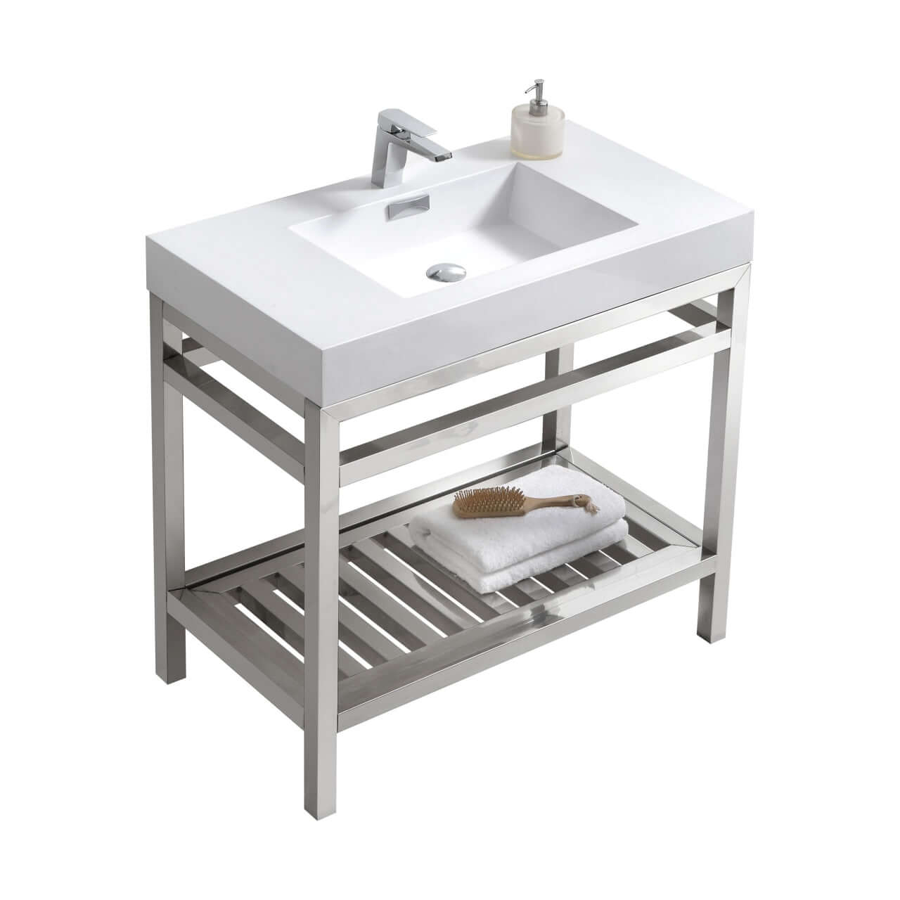 Cisco 36" Stainless Steel Console with Acrylic Sink - Chrome