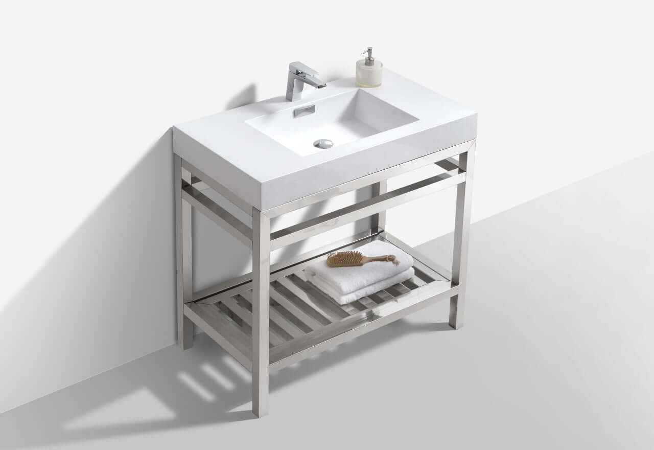 Cisco 36" Stainless Steel Console with Acrylic Sink - Chrome