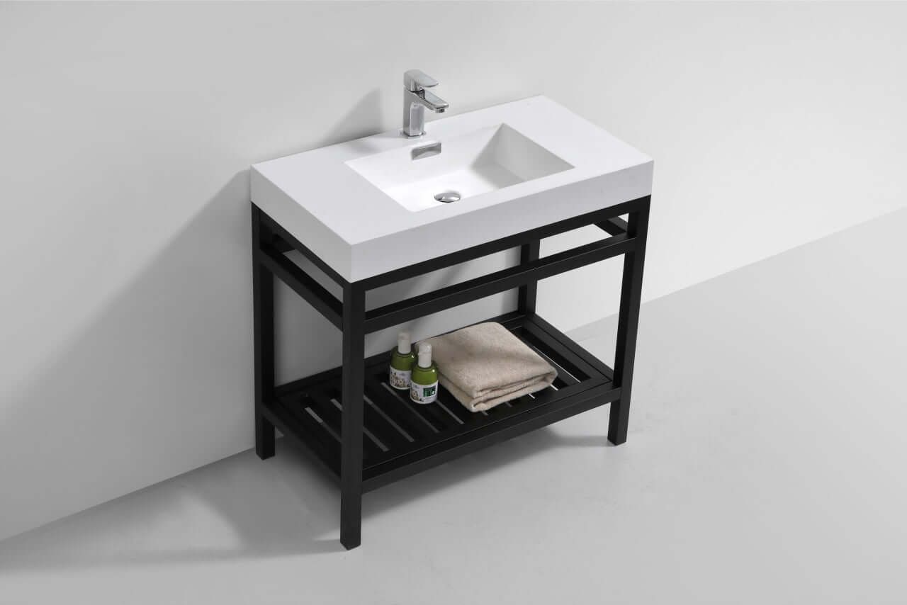 Cisco 36" Stainless Steel Console with Acrylic Sink - Matt Black