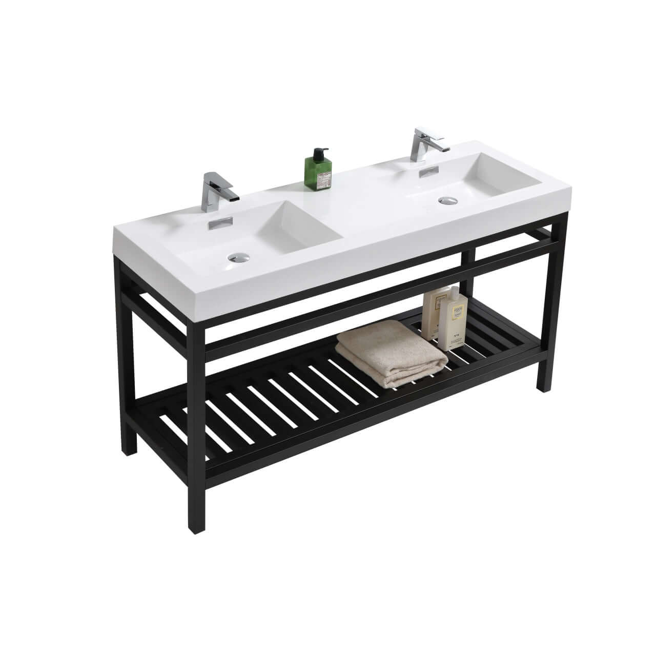 Cisco 60" Single Sink Stainless Steel Console with Acrylic Sink - Matt Black