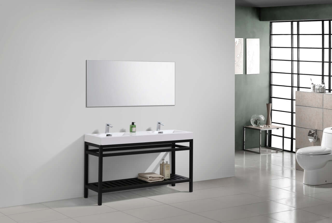 Cisco 60" Single Sink Stainless Steel Console with Acrylic Sink - Matt Black