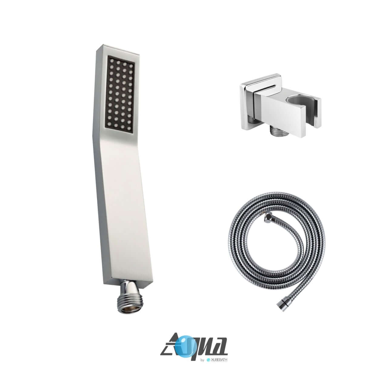 Aqua Piazza brass handheld shower with hose and wall mount from KubeBath