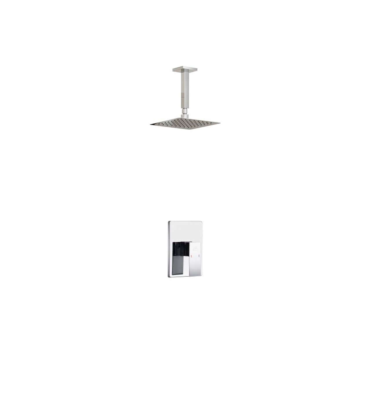 Aqua Piazza Chrome Shower Set with 8" Ceiling Mount Square Rain Shower