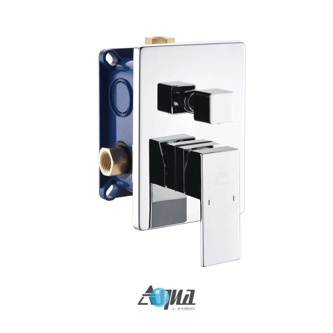 Aqua Piazza Brass Shower Set control panel with modern geometric design and German engineering by KubeBath.