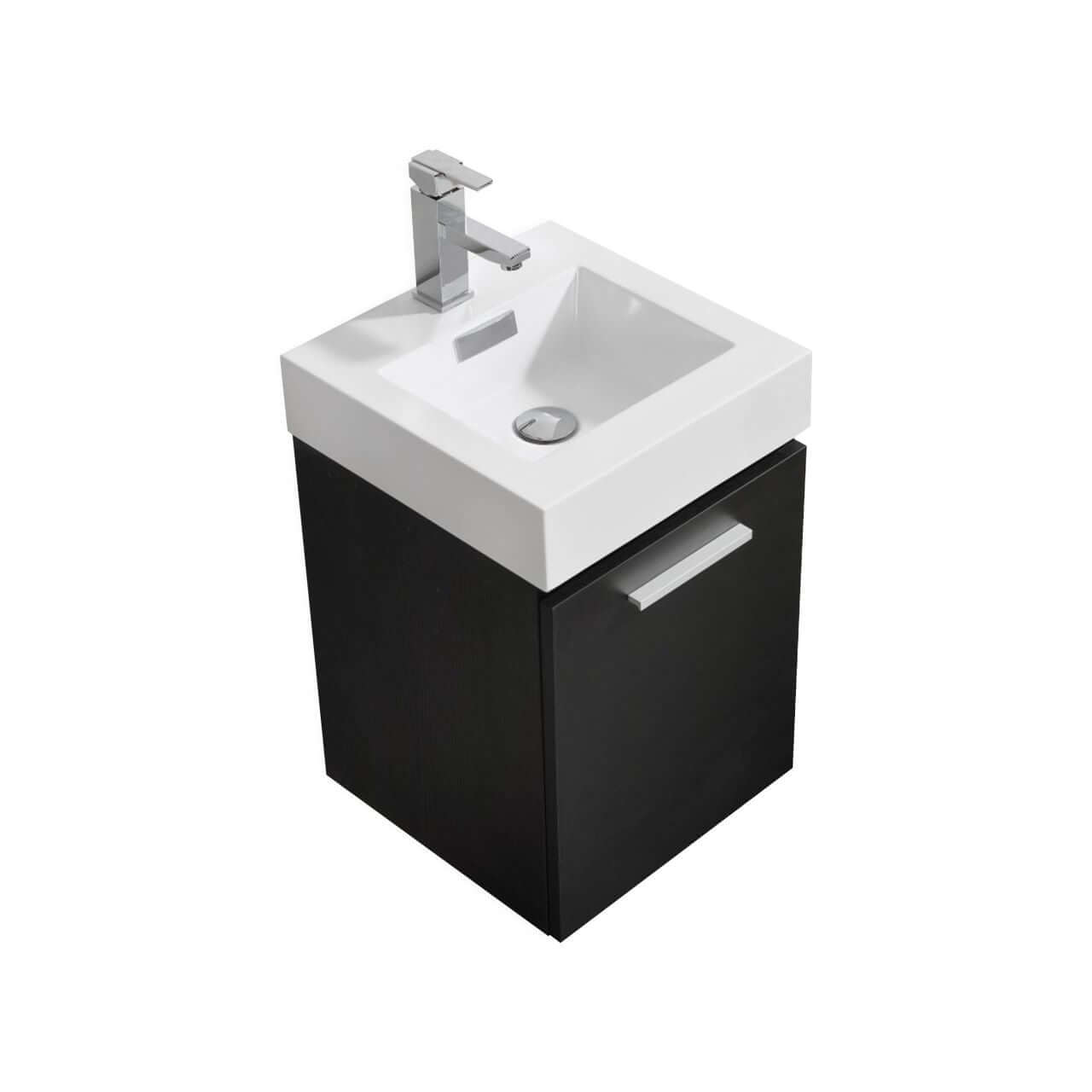 Bliss 16" Wall Mount Modern Bathroom Vanity High Gloss White I Black I Grey Oak I High Gloss Gray Oak I Walnut I Nature Wood