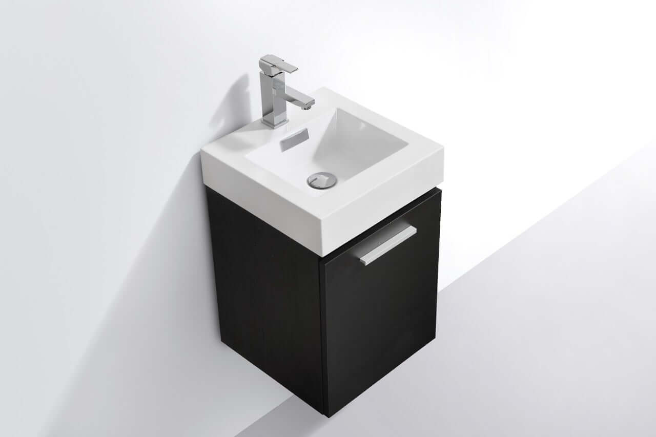 Bliss 16" Wall Mount Modern Bathroom Vanity High Gloss White I Black I Grey Oak I High Gloss Gray Oak I Walnut I Nature Wood