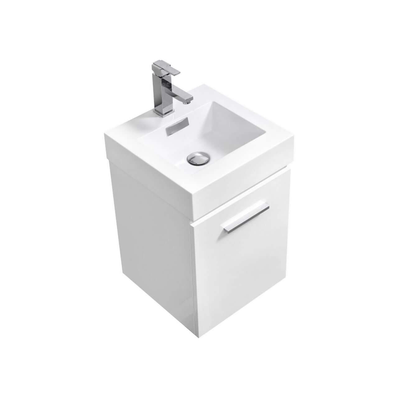 Bliss 16" Wall Mount Modern Bathroom Vanity High Gloss White I Black I Grey Oak I High Gloss Gray Oak I Walnut I Nature Wood