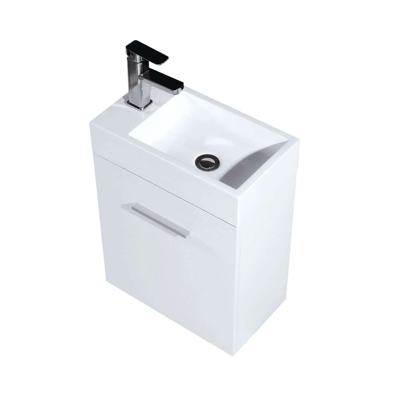 Bliss 18" Wall Mount Modern Bathroom Vanity, High Gloss White I Black I Gray Oak I Walnut I Nature Wood I Butternut