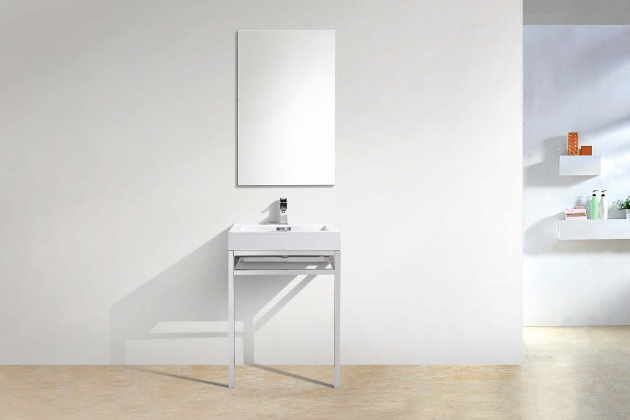 Haus 24" Stainless Steel Console w/ White Acrylic Sink - Chrome