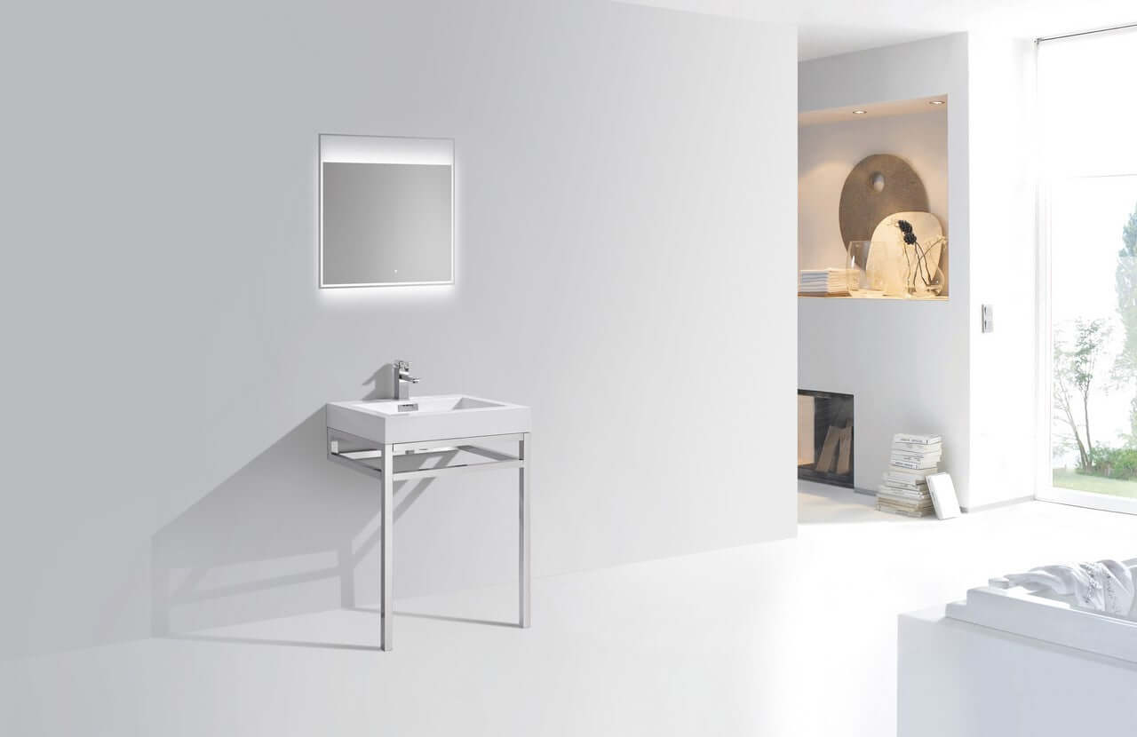 Haus 24" Stainless Steel Console w/ White Acrylic Sink - Chrome