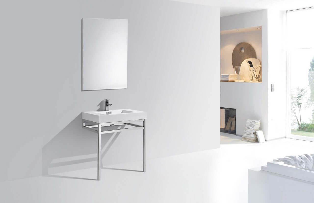 Haus 30" Stainless Steel Console w/ White Acrylic Sink - Chrome