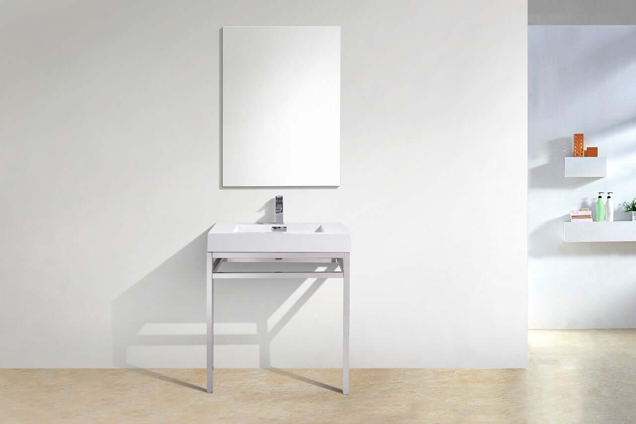 Haus 30" Stainless Steel Console w/ White Acrylic Sink - Chrome
