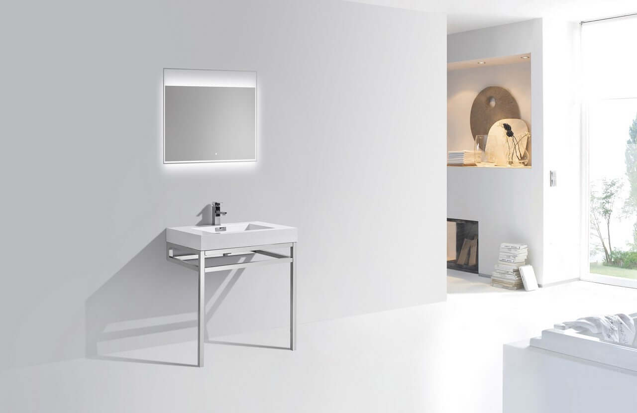 Haus 30" Stainless Steel Console w/ White Acrylic Sink - Chrome