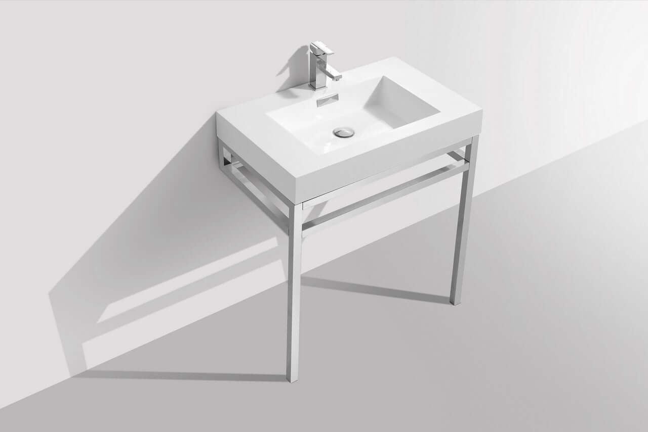 Haus 30" Stainless Steel Console w/ White Acrylic Sink - Chrome