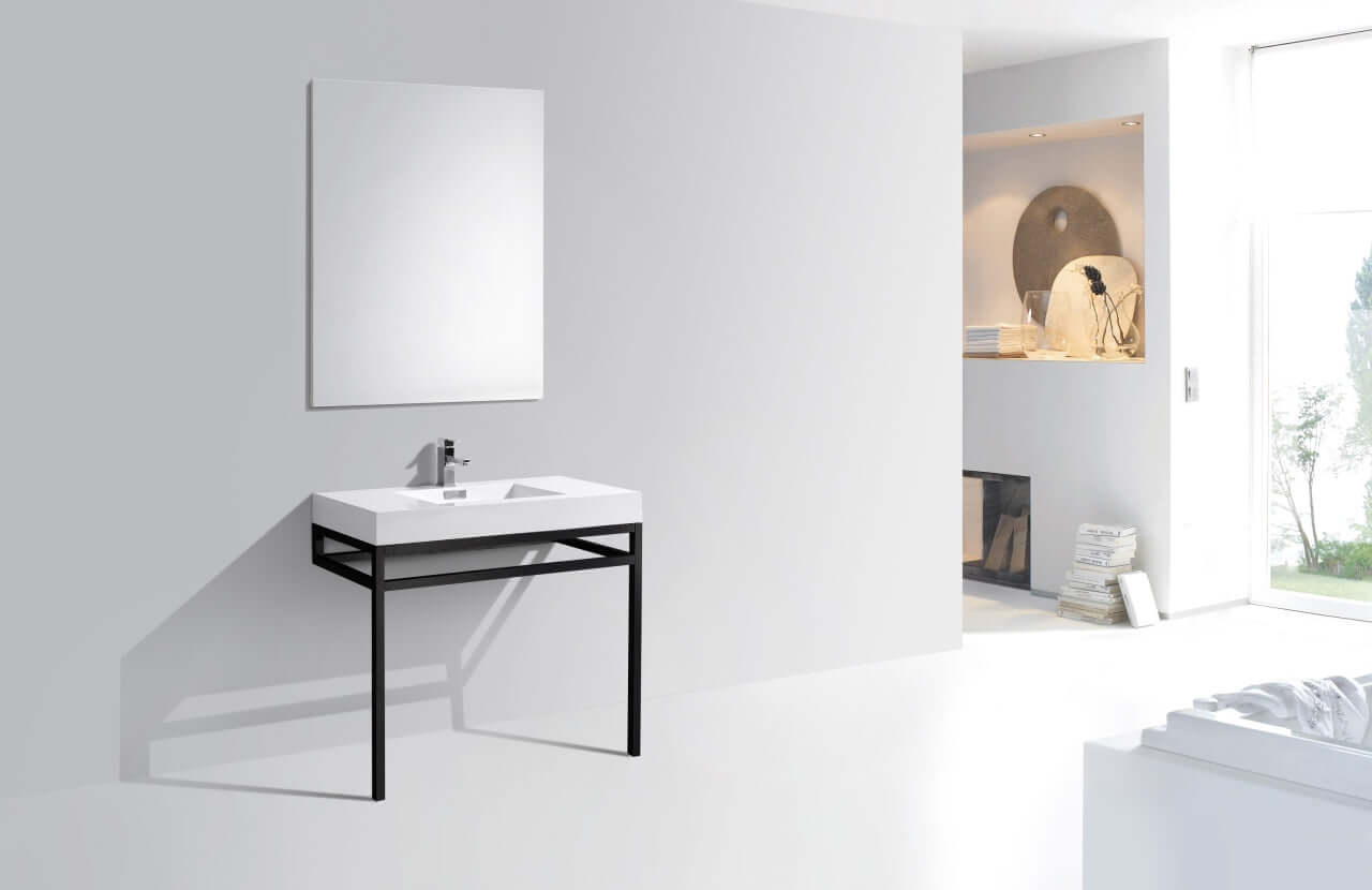 Haus 36" Stainless Steel Console w/ White Acrylic Sink - Chrome