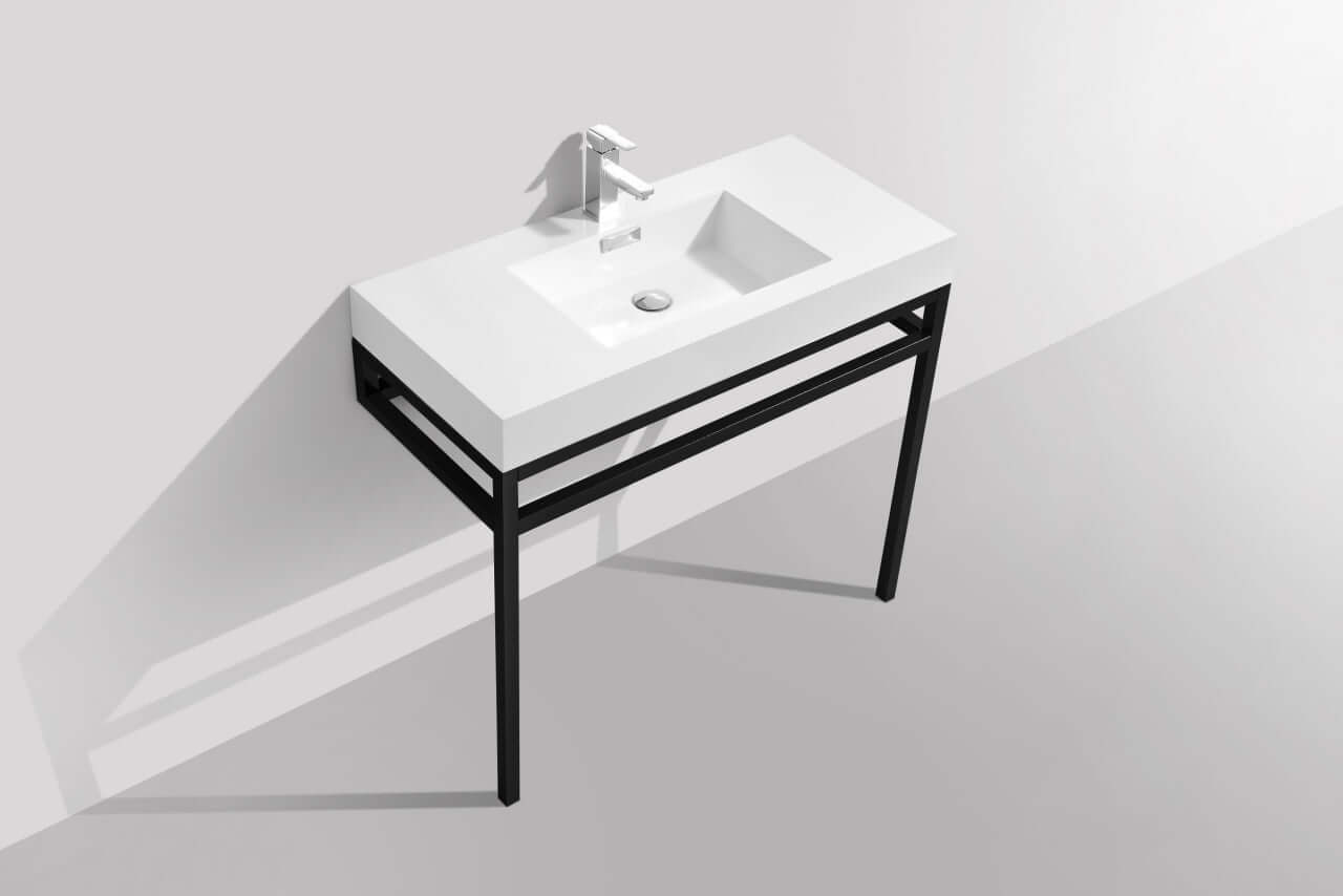 Haus 36" Stainless Steel Console w/ White Acrylic Sink - Chrome