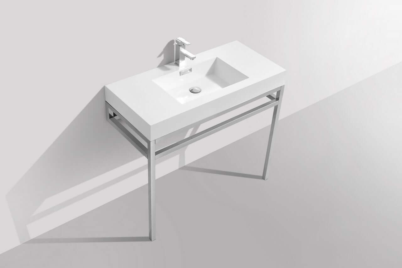 Haus 40" Stainless Steel Console w/ White Acrylic Sink - Chrome