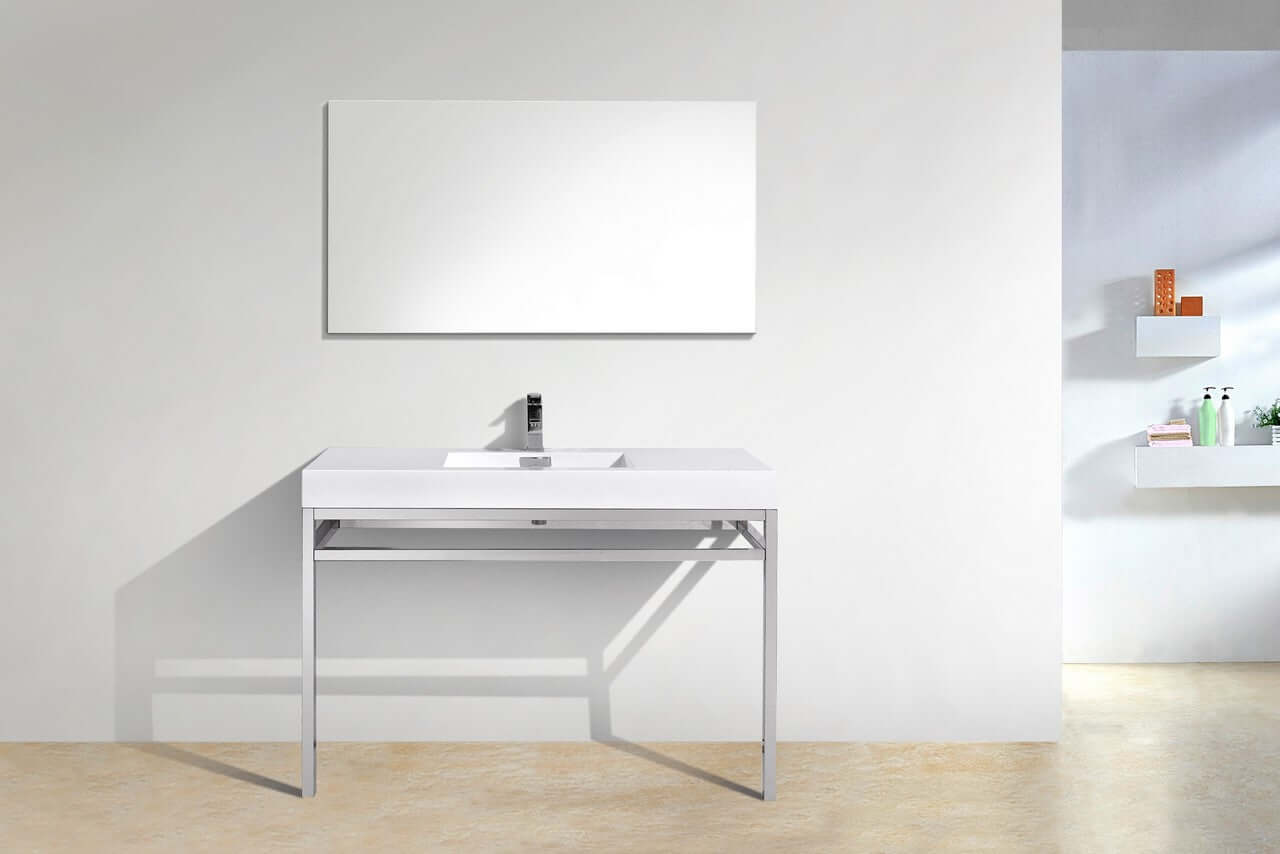 Haus 48" Stainless Steel Console w/ White Acrylic Sink - Chrome