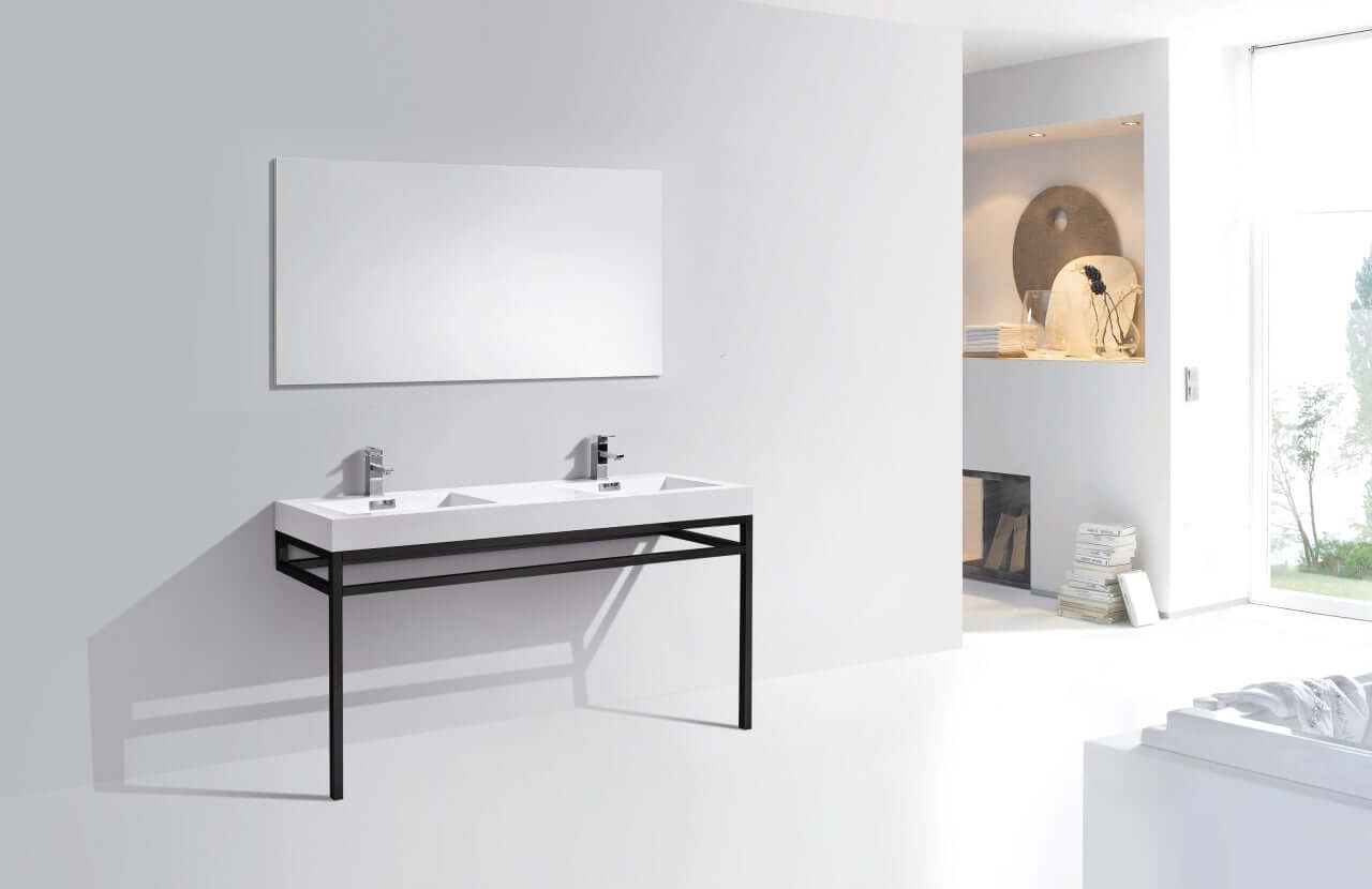 Haus 60" Single Sink Stainless Steel Console w/ White Acrylic Sink - Chrome