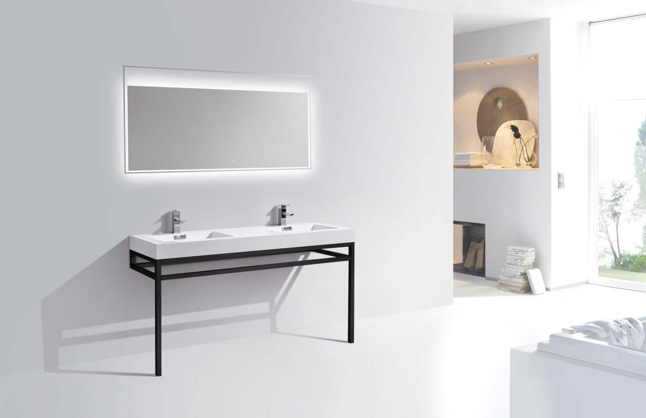 Haus 60" Single Sink Stainless Steel Console w/ White Acrylic Sink - Chrome