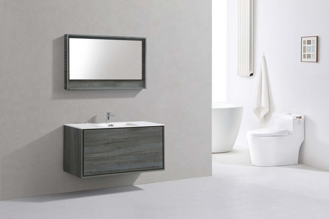 DeLusso 48" Single Sink Ocean Gray Wall Mount Modern Bathroom Vanity