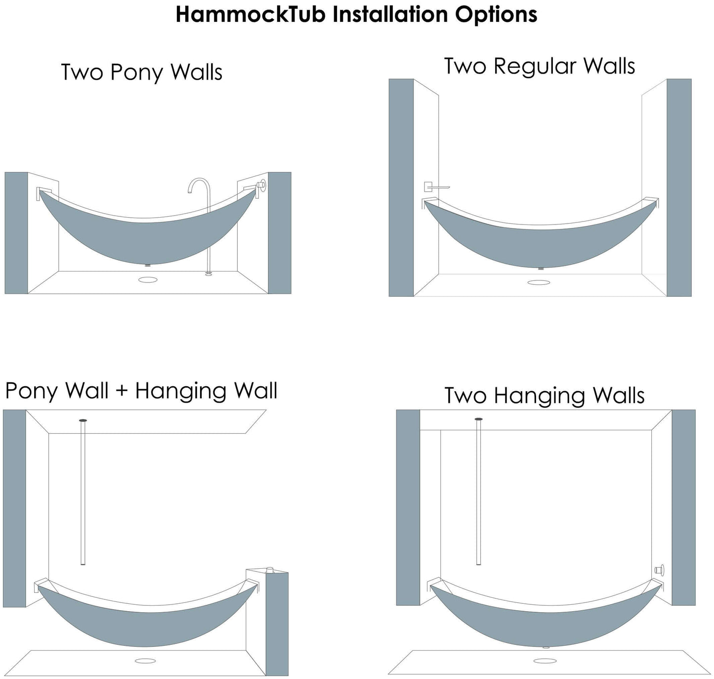 ALFI brand HammockTub1 79" Acrylic Suspended Wall Mounted Hammock Bathtub