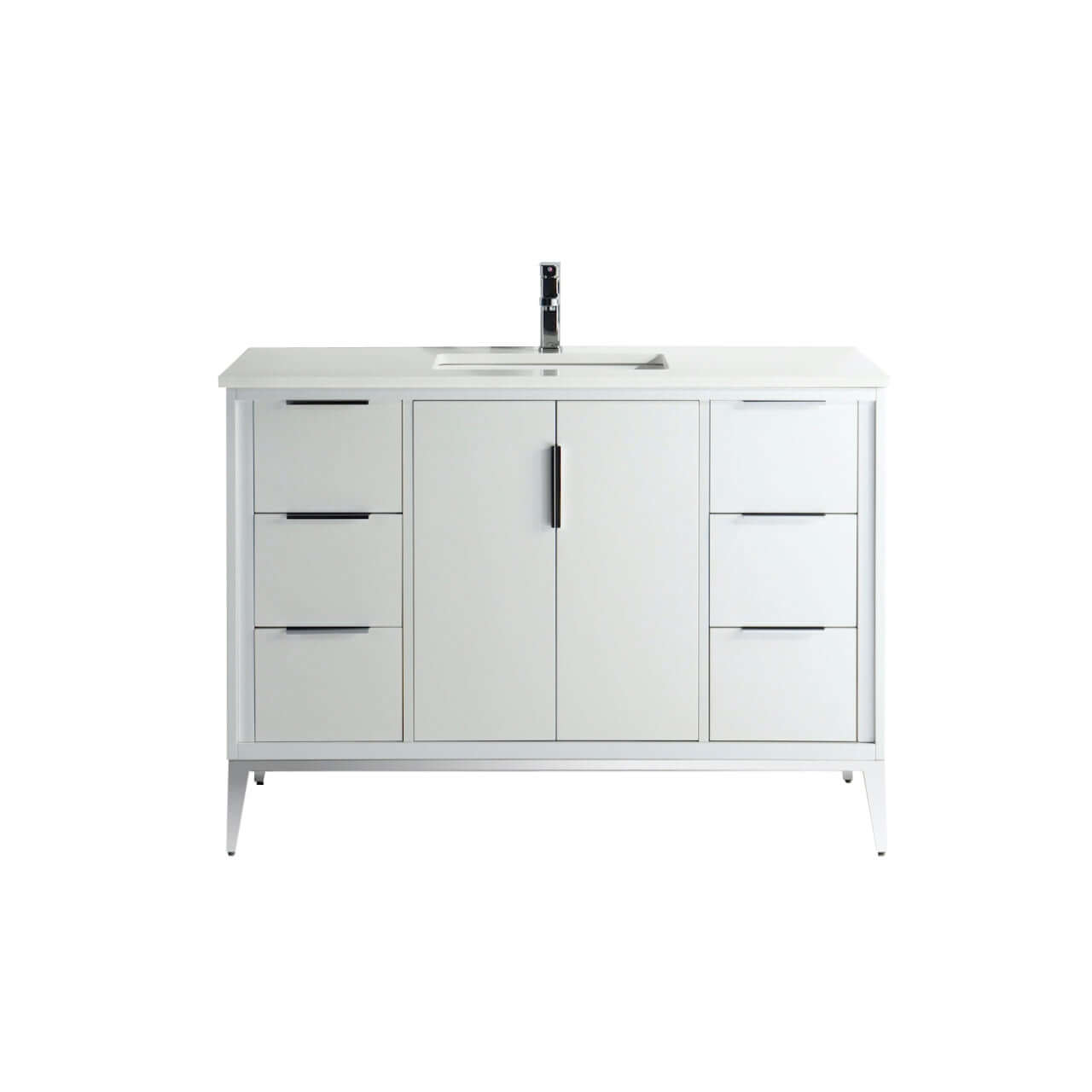 Divani 48'' Gloss White Vanity W/ Quartz Counter Top (Back Splash Free)