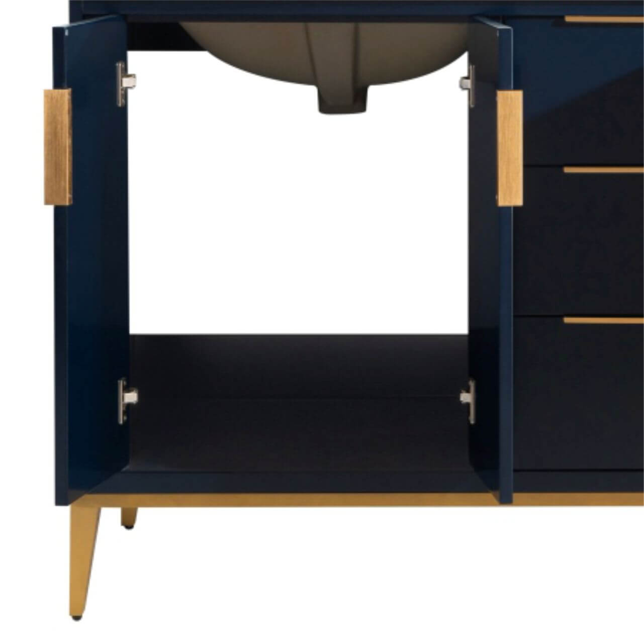 Divani 60'' Gloss Blue Vanity W/ Quartz Counter Top (Back Splash Free)