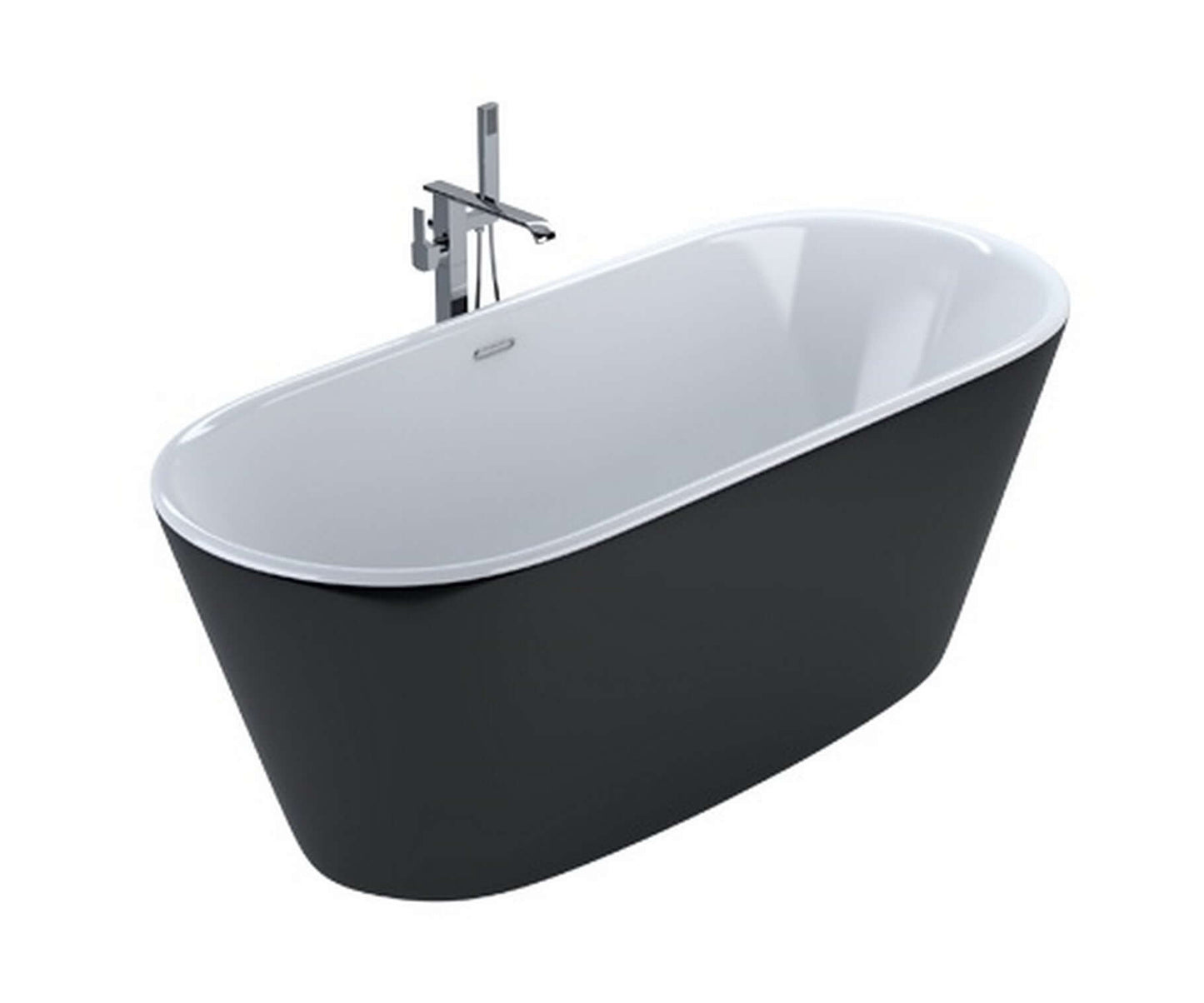 Kube Ovale 59'' White Free Standing Bathtub - BLACK