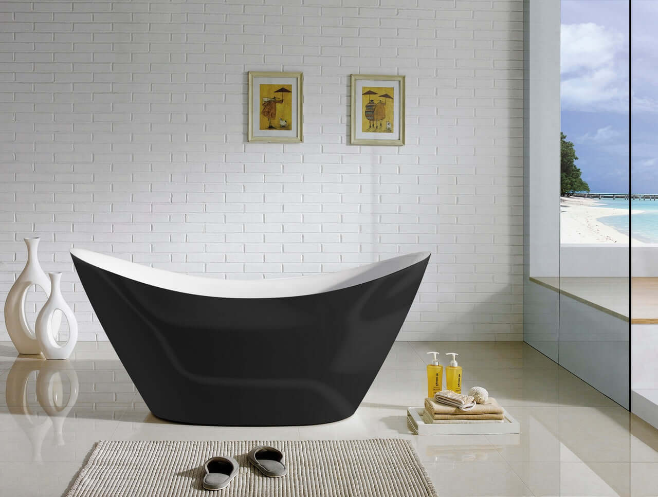 Kube Luna 68" Free Standing Bathtub-BLACK