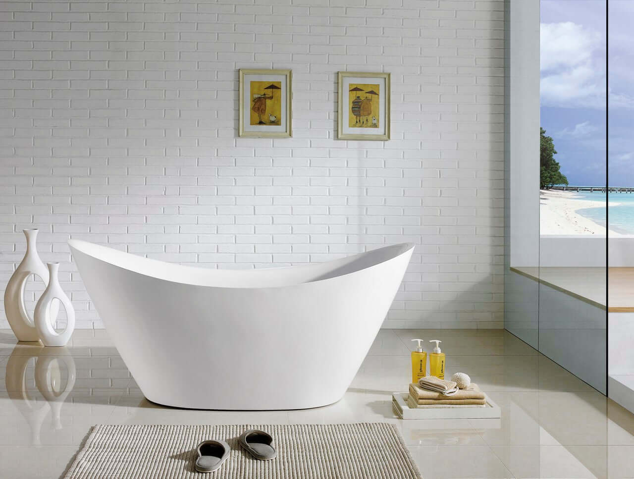 Kube Luna 68" Free Standing Bathtub - MATTE WHITE