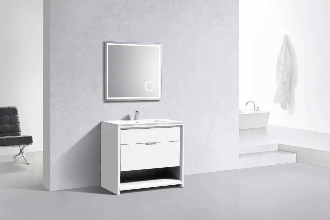 NUDO 40″ Modern bathroom Vanity in Teal Green Finish & Gloss White Finish